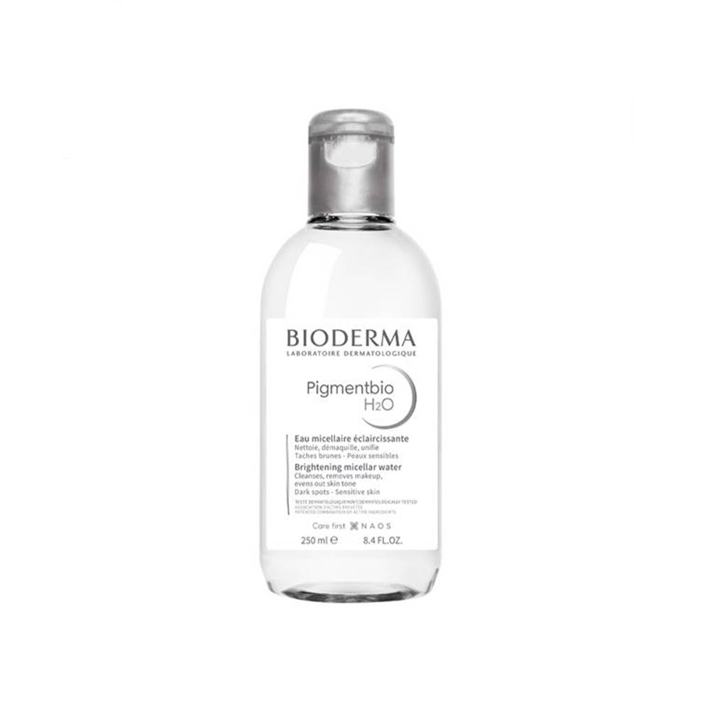 میسلار واتر ضد لک و روشن کننده بایودرما مدل PIGMENTBIO H2O حجم 250 میل BIODERMA PIGMENTBIO H2O BRIGHTENING MICELLAR WATER