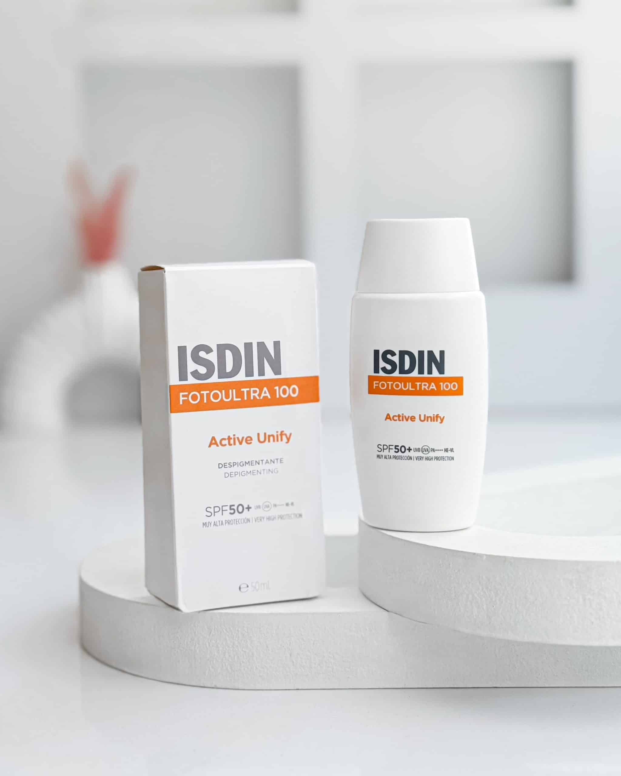 ضد آفتاب ایزدین Isdin مدل اکتیو یونیفای بی رنگ 50 میل Active Unify ضد لک SPF 50