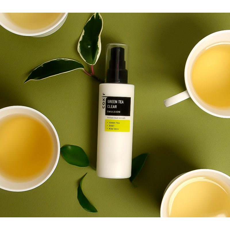 امولسیون مرطوب کننده کوکسیر حاوی چای سبز و موسین حلزون 100 میل COXIR Green Tea Clear Emulsion