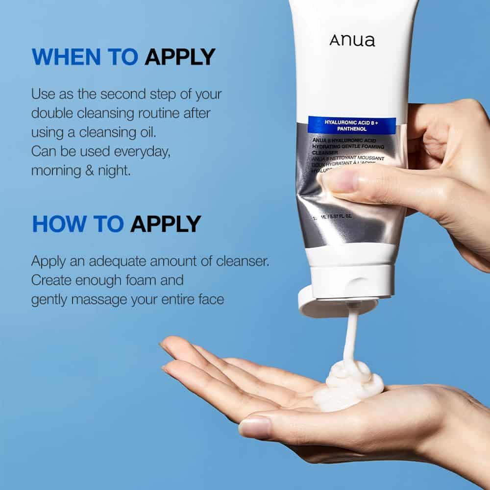 فوم شستشوی هیالورونیک اسید و پنتنول آنوا 150 میل ANUA 8 Hyaluronic Acid Hydrating Gentle Foaming Cleanser