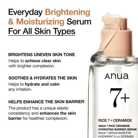 سرم آبرسان و تقویت‌کننده سد دفاعی برنج و سراماید آنوا 50 میل Anua 7 Rice Ceramide Hydrating Barrier Serum
