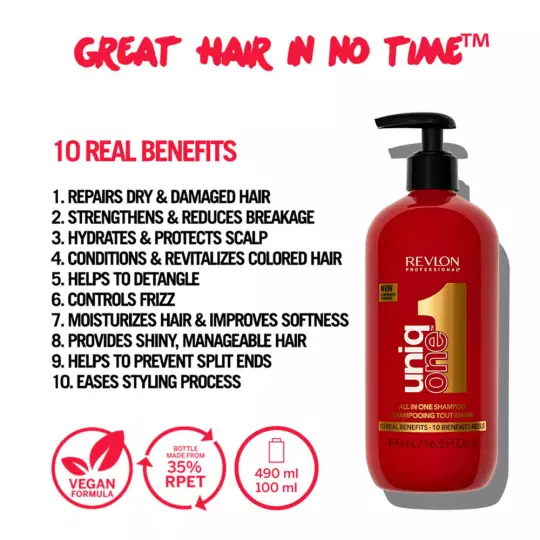 شامپو ترمیم کننده 10 کاره رولون یونیک وان حجم 490 میل Revlon Uniq One All in One Shampoo 10 Real Benefits