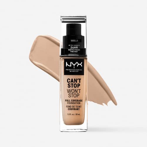 کرم پودر مات و فول کاور وانیلا نیکس مدل CAN’T STOP nyx professional makeup can’t stop won’t stop 24 hour foundation