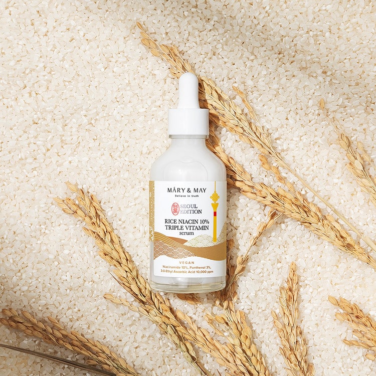 سرم نیاسین و برنج سئول ادیشن مری اند می 80 میل Mary&May Rice Niacin 10% Triple Vitamin Serum Seoul Edition