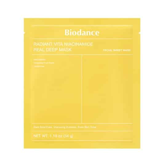 ماسک ورقه ای روشن‌کننده نیاسینامید بایودنس (جدا شده از پک) Biodance Radiant Vita Niacinamide Real Deep Mask