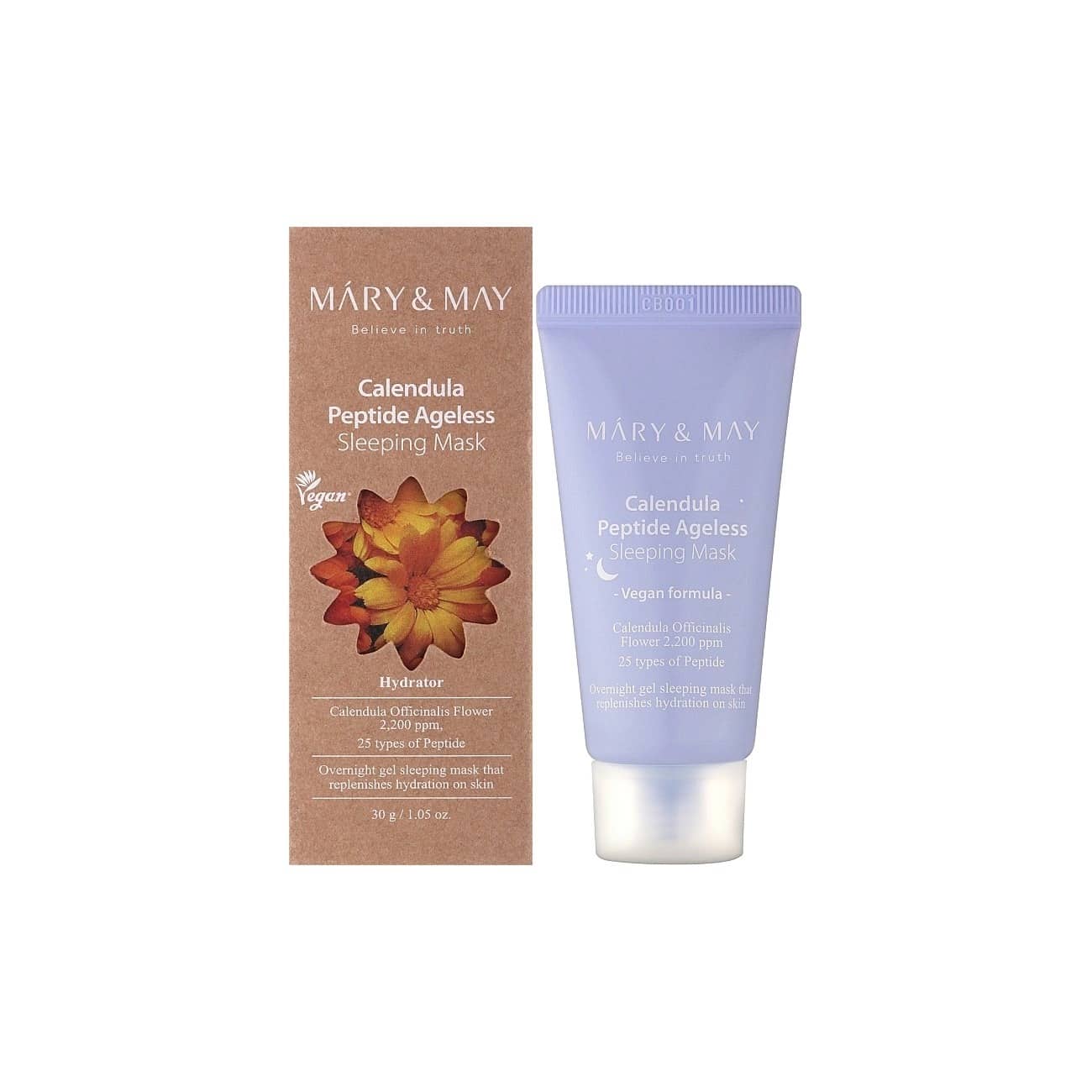 ماسک خواب مری اند می پپتید کالاندولا MARY & MAY Calendula Peptide Ageless Sleeping Mask 30g