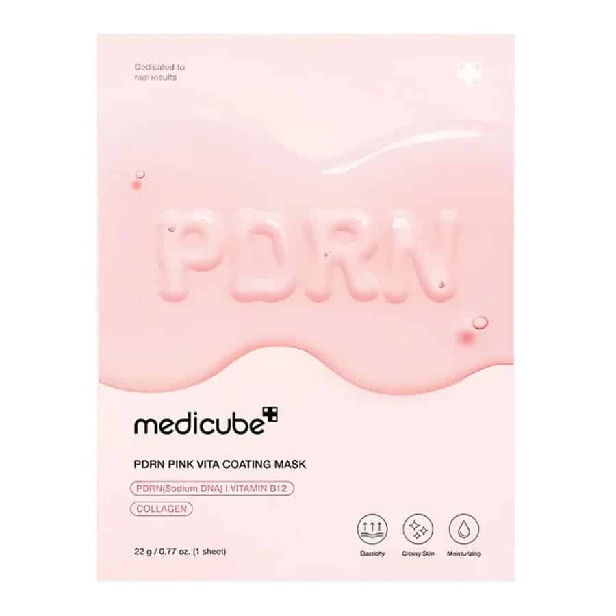 ماسک ورقه ای ویتا مدی کیوب حاوی ویتامین B12 و کلاژن Medicube PDRN Pink Vita Coating Mask 1pc by Medicube