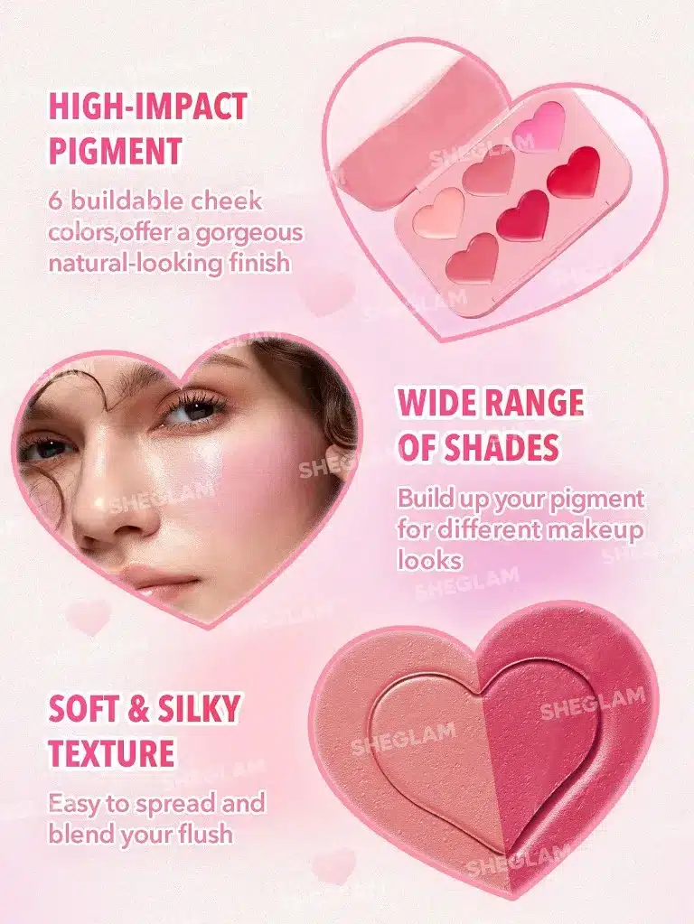 پالت 6 رنگ رژگونه کرمی شیگلم مدل SHEGLAM FLUSH CRUSH CREAM BLUSH PALETTE _ Blushing Bouquet