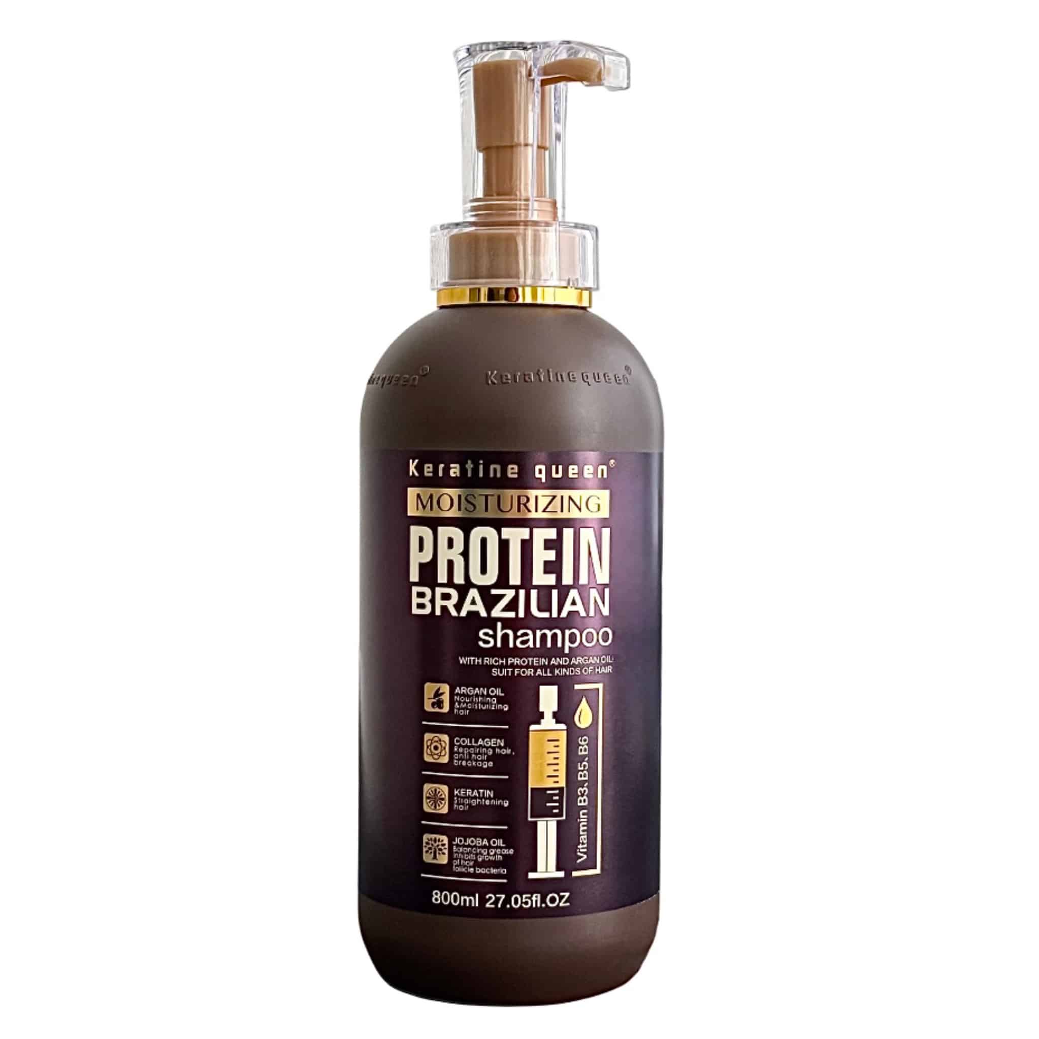 شامپو مو پروتئین کراتین کوئین برزیل حجم ۸۰۰ میل Brazilian Protein Shampoo Without Keratin queen Sulfate