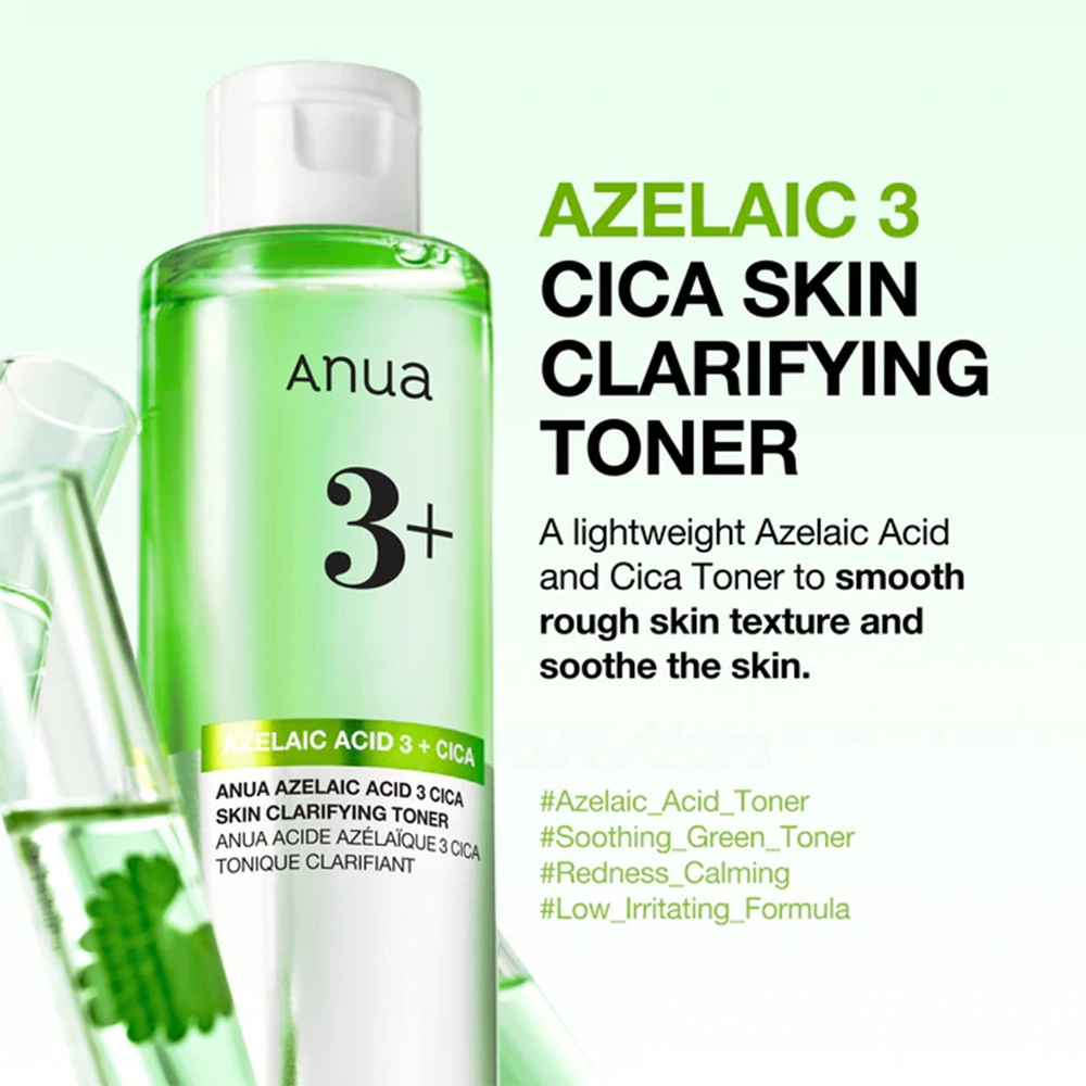 تونر شفاف کننده آزلائیک اسید و 3 سیکا آنوا 250 میل ANUA Azelaic Acid 3 Cica Skin Clarifying Toner