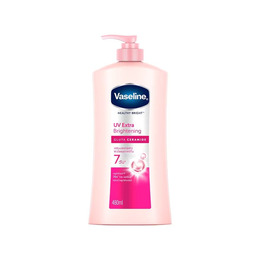 لوسیون روشن کننده گلوتا سراماید وازلین مدل Vaseline Healthy Bright UV Extra حجم 480 میل