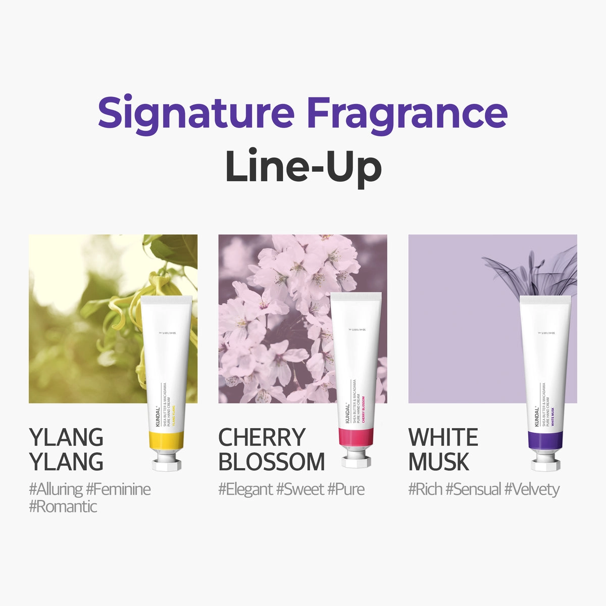 ست کرم مرطوب کننده دست کوندال حجم 50 میل KUNDAL Signature Perfumed Hand Cream Trio
