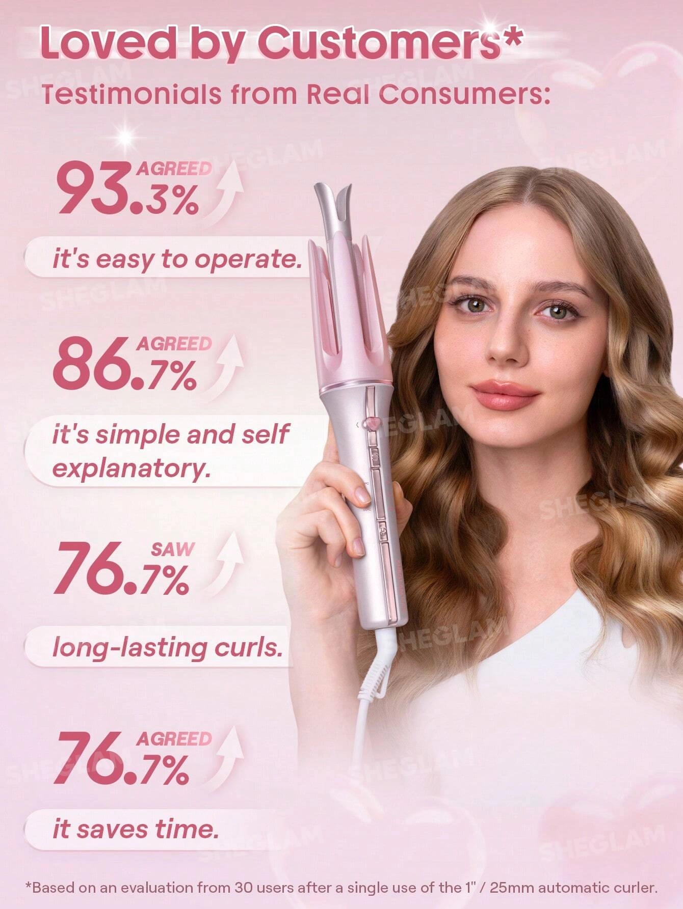 دستگاه فر کننده مو شیگلم مدل SHEGLAM Cupid’s Charm One-Touch Instant Curler 19mm
