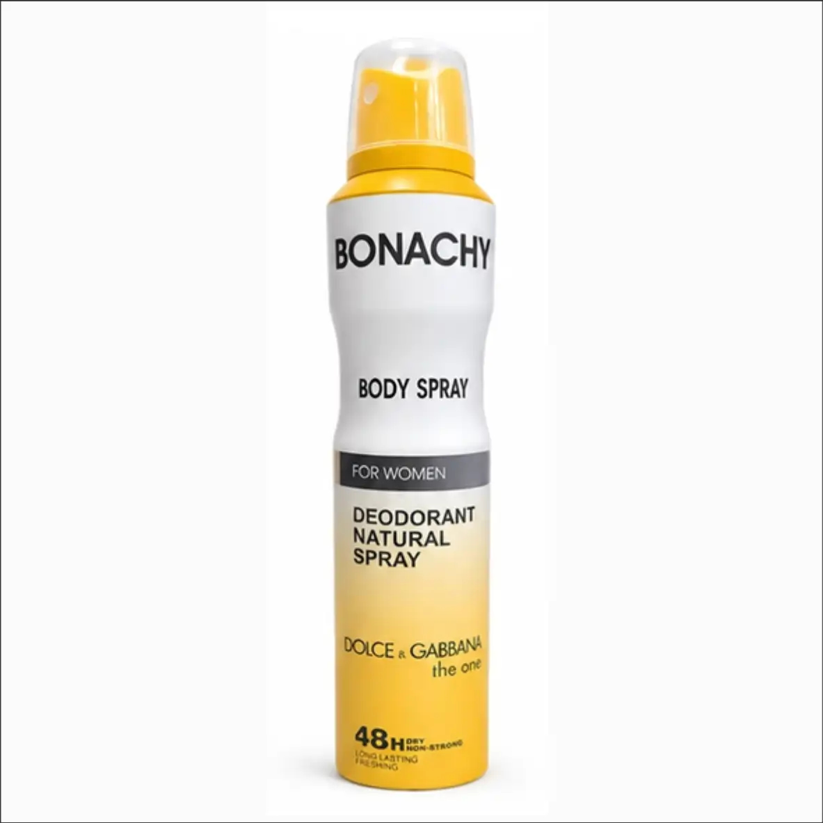 اسپری بدن زنانه بوناچی Bonachy مدل Dolce – Gabna the one ماندگاری 48 ساعته حجم 250 میل